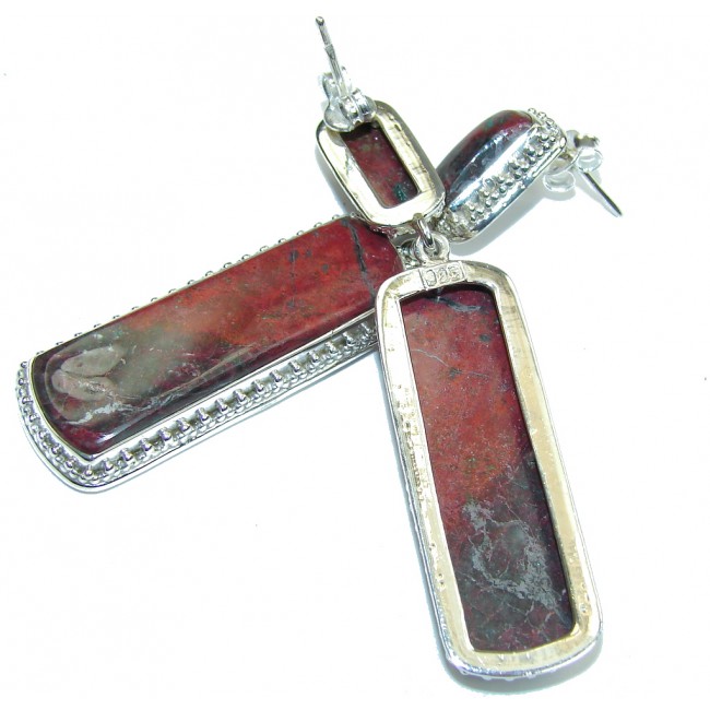 Natural AAA Red Sonora Jasper Sterling Silver Earrings / Long