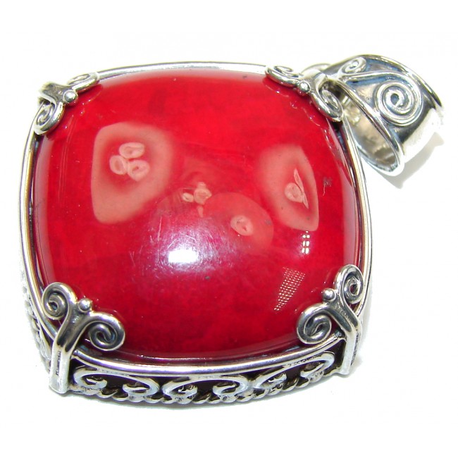 Perfect! Red Fossilized Coral Sterling Silver pendant