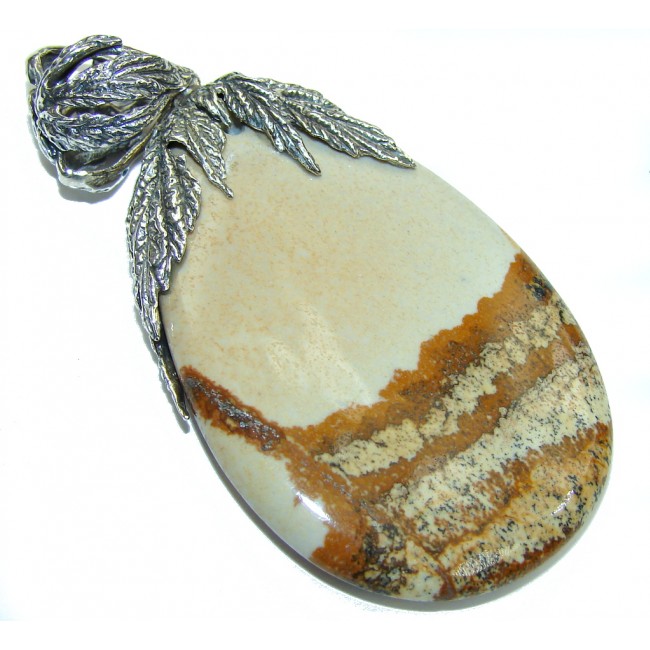 Big! Incredible AAA Picture Jasper Sterling Silver Pendant