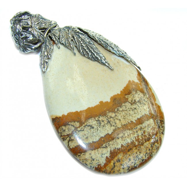 Big! Incredible AAA Picture Jasper Sterling Silver Pendant