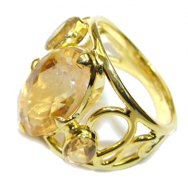 Yellow Aura! AAA Citrine Sterling Silver Ring s. 6