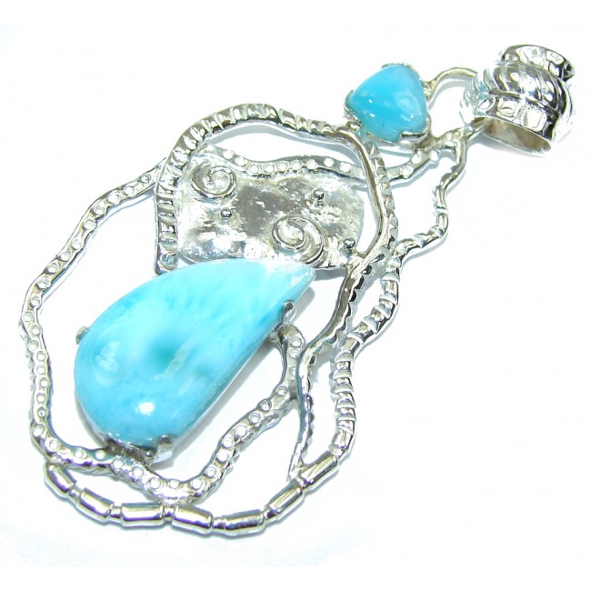 Touch Of Life!! AAA Blue Larimar Sterling Silver Pendant