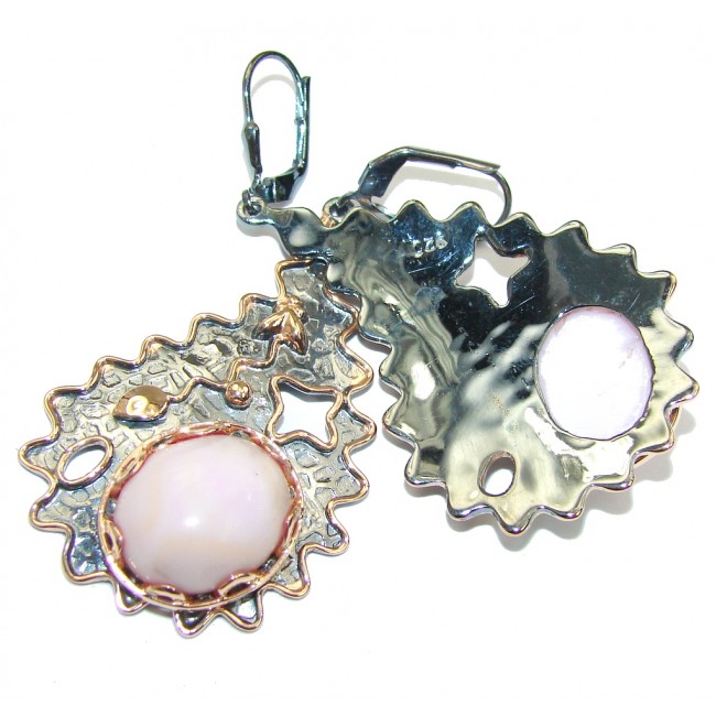 Natural Beauty! AAA Pink Opal, Rose Gold Plated, Rhodium Plated Sterling Silver earrings / Long