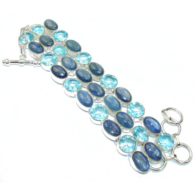 Ocean Beauty! Blue Kyanite & Swiss Blue Topaz Sterling Silver Bracelet