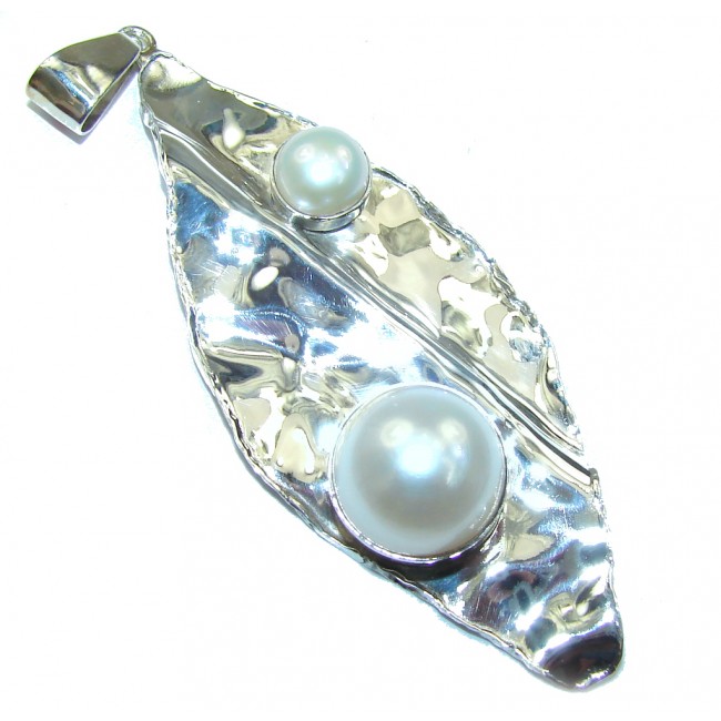 Ice Queen! White Fresh Water Pearl Sterling Silver pendant