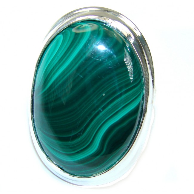 Perfect AAA Green Malachite Sterling Silver ring s. 8 1/4