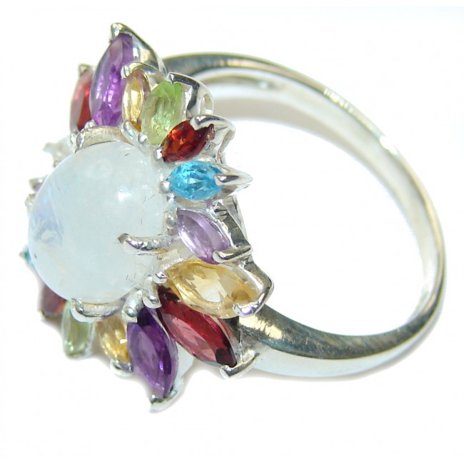 Passion White Moonstone & Multistone Sterling Silver Ring s. 9