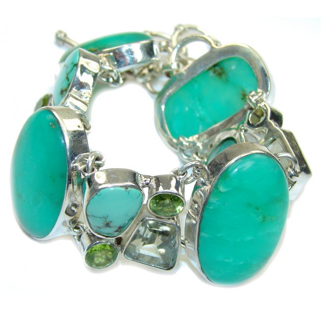 Secret Beauty! Green Chrysophrase Sterling Silver Bracelet
