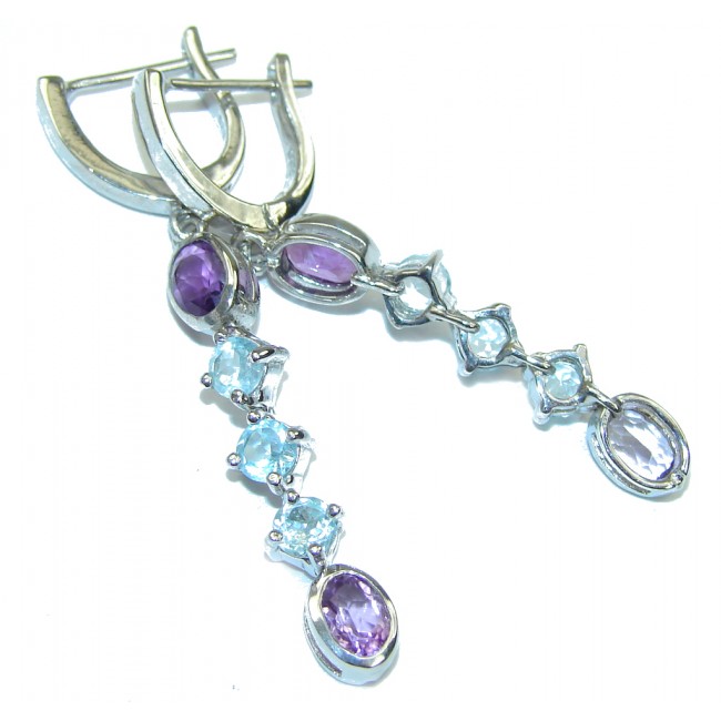 Just Perfect! Purple Amethyst & Swiss Blue Topaz Sterling Silver earrings