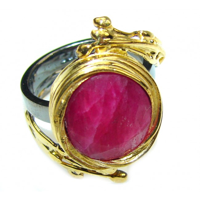 Perfect Gift! AAA Pink Ruby, Gold PLated, Rhodium Plated Sterling Silver Ring s. 6 1/2