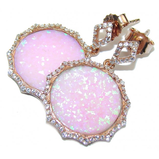 Delicate Beauty! AAA Pink Japanese Fire Opal Rose Gold plated Sterling Silver earrings