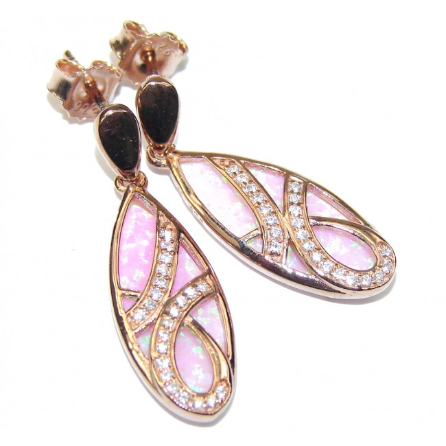 Secret Beauty! AAA Pink Japanese Fire Opal Sterling Silver earrings