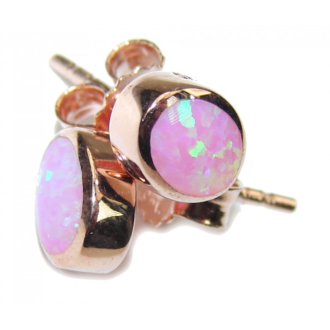 Amazing AAA Pink Japanese Fire Opal Rose Gold Sterling Silver earrings