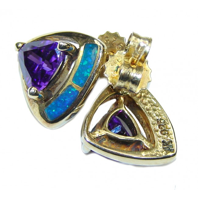 Delicate Purple Cubic Zirconia & Fire Opal Sterling Silver earrings