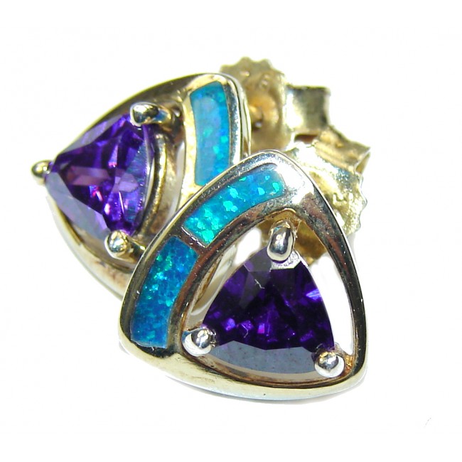 Delicate Purple Cubic Zirconia & Fire Opal Sterling Silver earrings