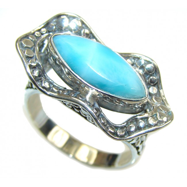 Amazing AAA Blue Larimar Sterling Silver Ring s. 9