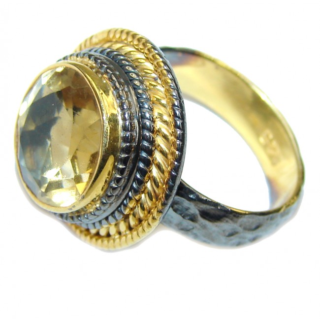 Sunrise Joy! AAA Citrine, Gold Plated, Rhodium Plated Sterling Silver Ring s. 6