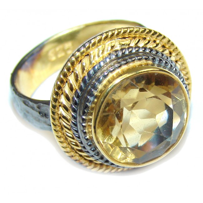 Sunrise Joy! AAA Citrine, Gold Plated, Rhodium Plated Sterling Silver Ring s. 6