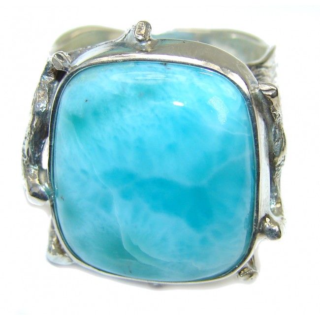 Fashion Style! AAA Blue Larimar Sterling Silver Ring s. 9