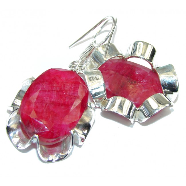 Natural Beauty! Pink Ruby Sterling Silver earrings