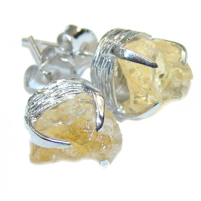 Perfect! Rough Yellow Citrine Sterling Silver earrings
