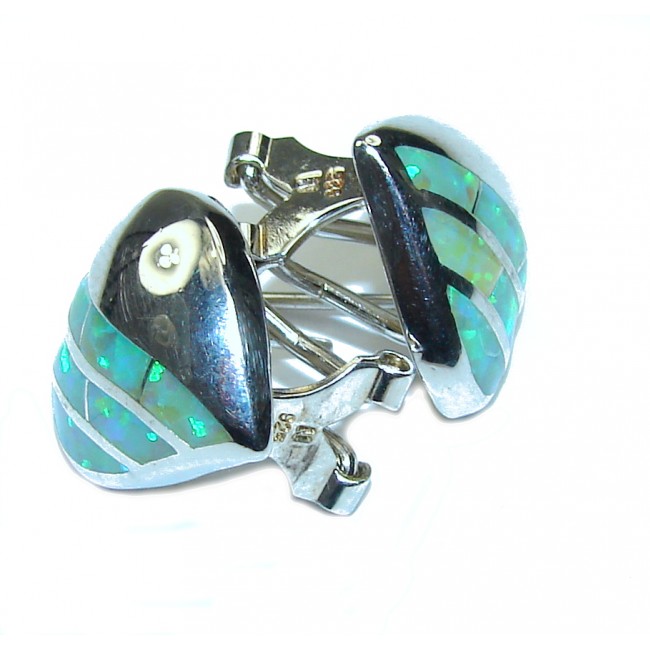 True Love AAA Blue Japanese Fire Opal Sterling Silver earrings