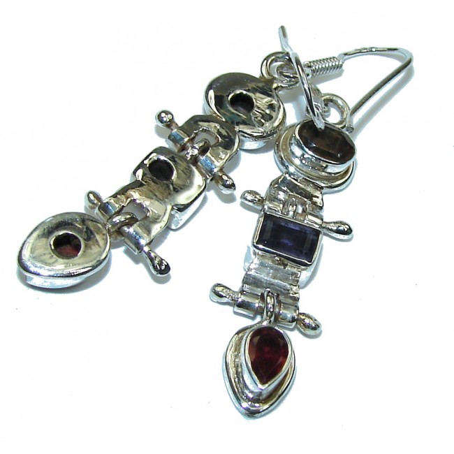 Unusual Design Multigem Sterling Silver earrings