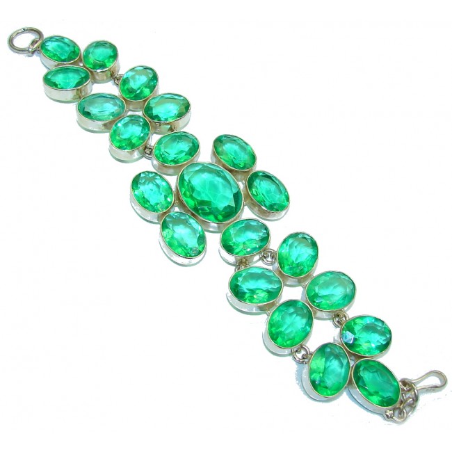 Green Attraction Created Emerald Sterling Silver Bracelet