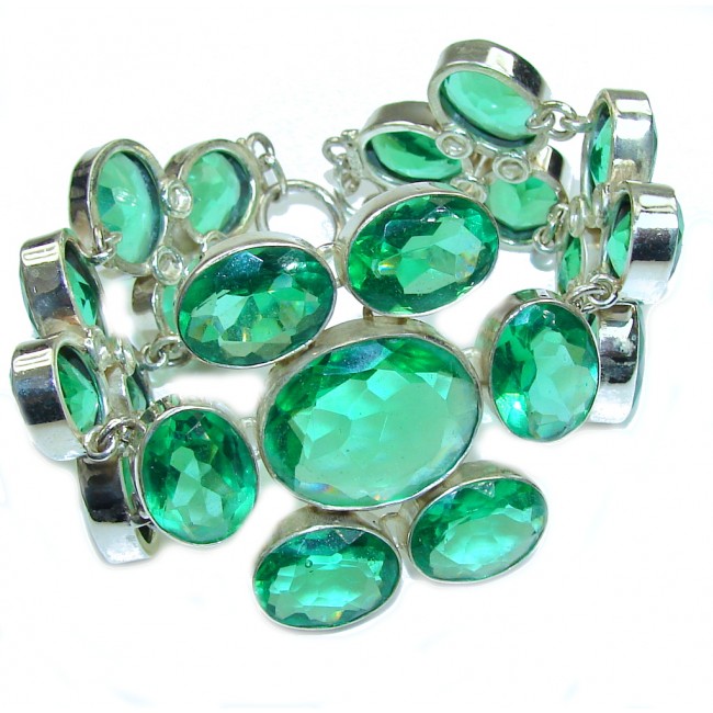 Green Attraction Created Emerald Sterling Silver Bracelet