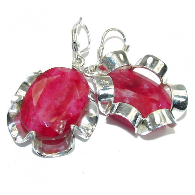 Natural Beauty Pink Ruby Sterling Silver earrings