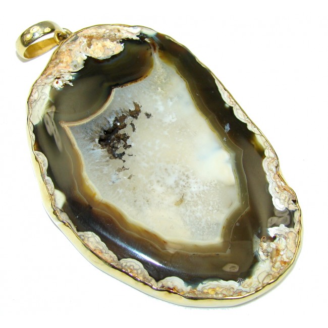 Jumbo! Stunning AAA Agate Druzy, Gold Plated Sterling Silver Pendant