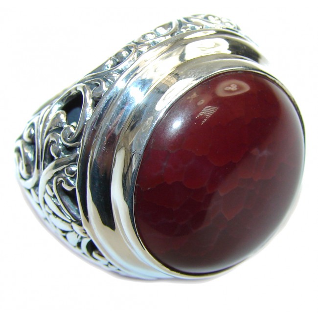 Bali Collection TOTALLY Oversized AAA Mexican Fire Agate Sterling Silver Ring s. 8