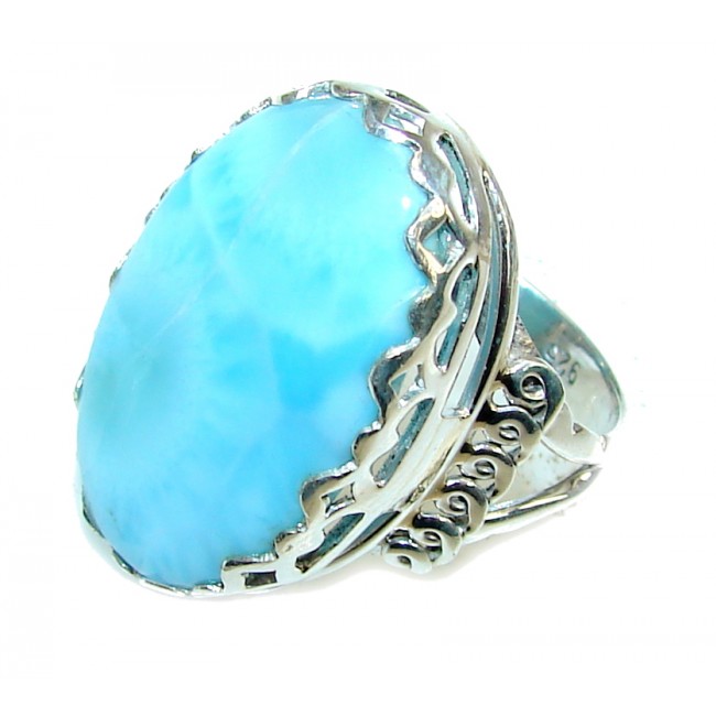Simple Beauty! AAA Blue Larimar Sterling Silver Ring s. 6 1/4