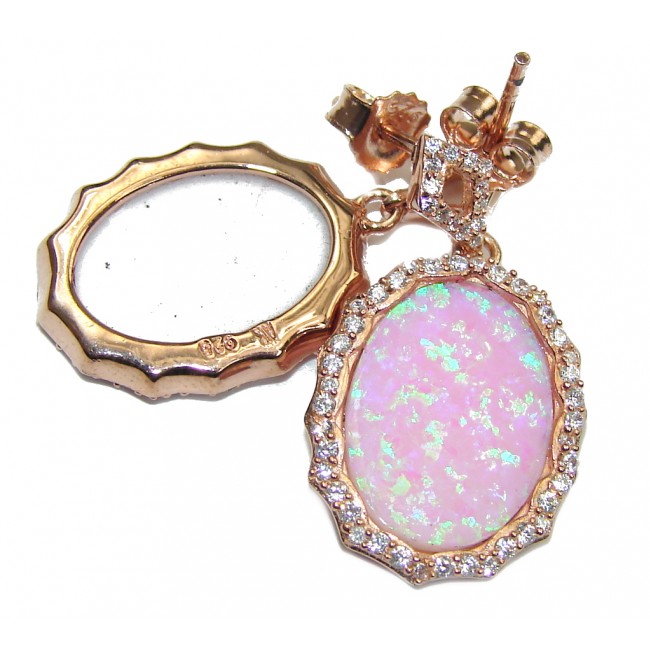 Secret Beauty! AAA Pink Japanese Fire Opal Rose Gold plated Sterling Silver earrings