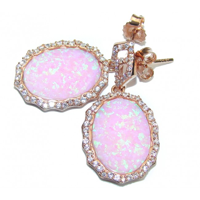 Secret Beauty! AAA Pink Japanese Fire Opal Rose Gold plated Sterling Silver earrings