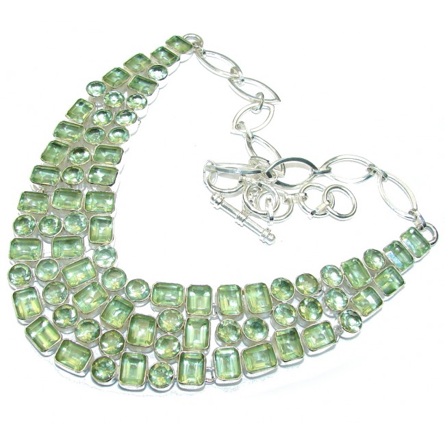 Green Island! Created Green Apatite Sterling Silver Necklace