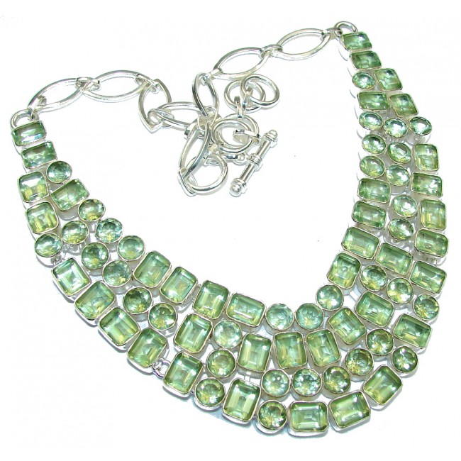 Green Island! Created Green Apatite Sterling Silver Necklace