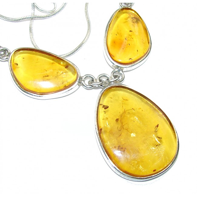 Natural AAA Baltic Polish Amber Sterling Silver necklace