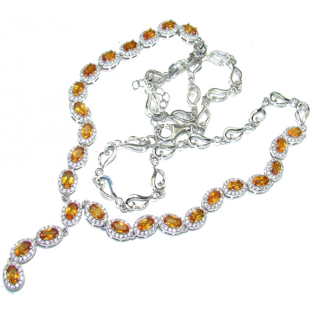 AAA Rich Natural Citrine & White Topaz Sterling Silver necklace