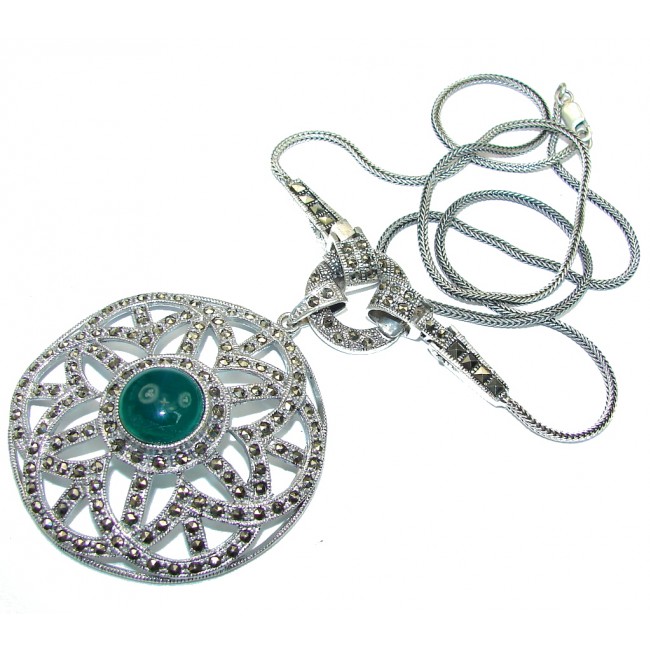 Vintage Style! Marcasite & Agate Sterling Silver necklace