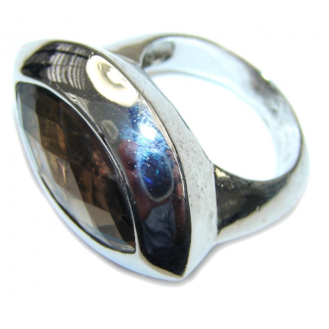 Simple! Brown Smoky Topaz Sterling Silver ring s. 8