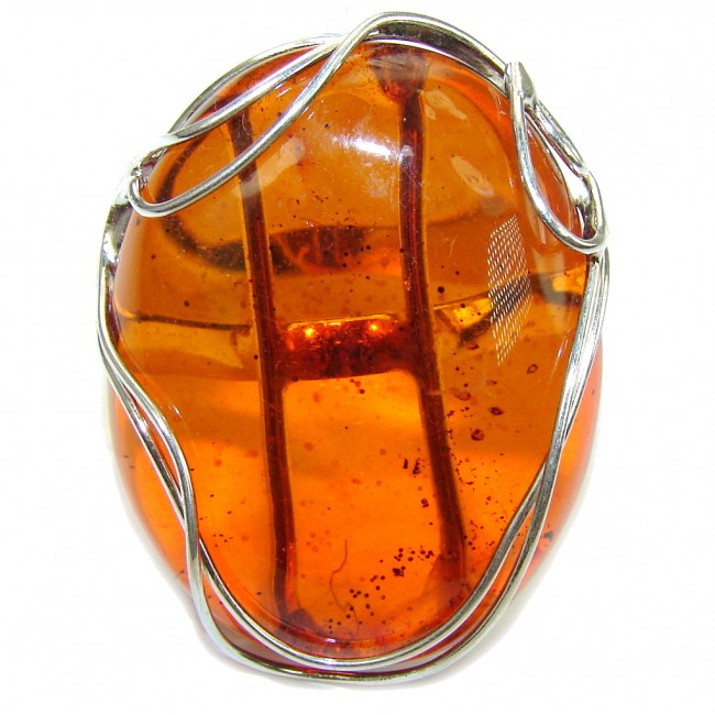 Oversized! Stunning Baltic Polish Amber Sterling Silver Ring s. 8 1/4