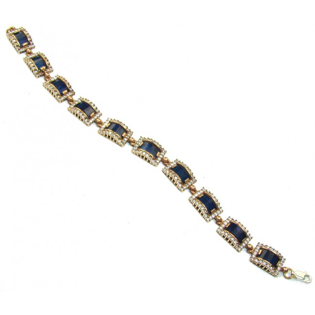 Victorian Style Sapphire Quartz & White Topaz Sterling Silver Bracelet