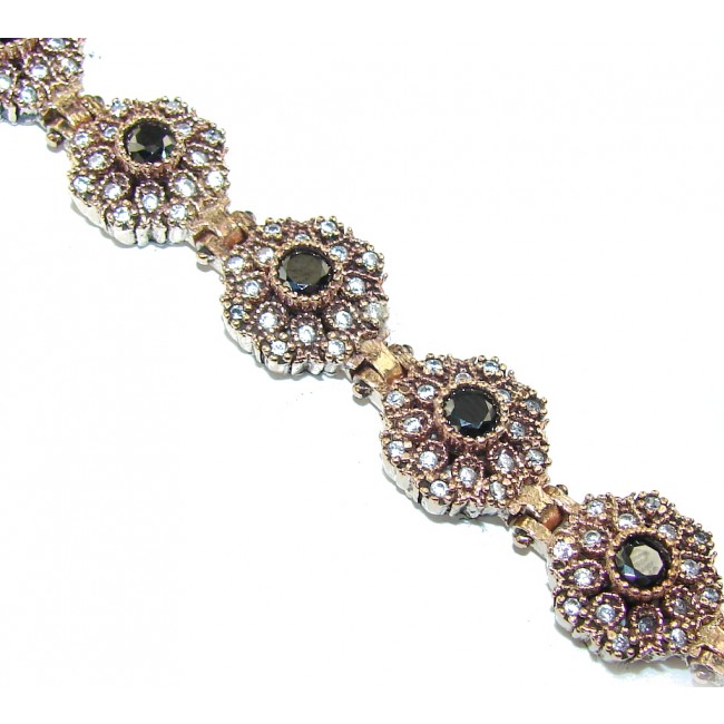 Victorian Style Black Spinel, Rose Gold Plated Sterling Silver Bracelet