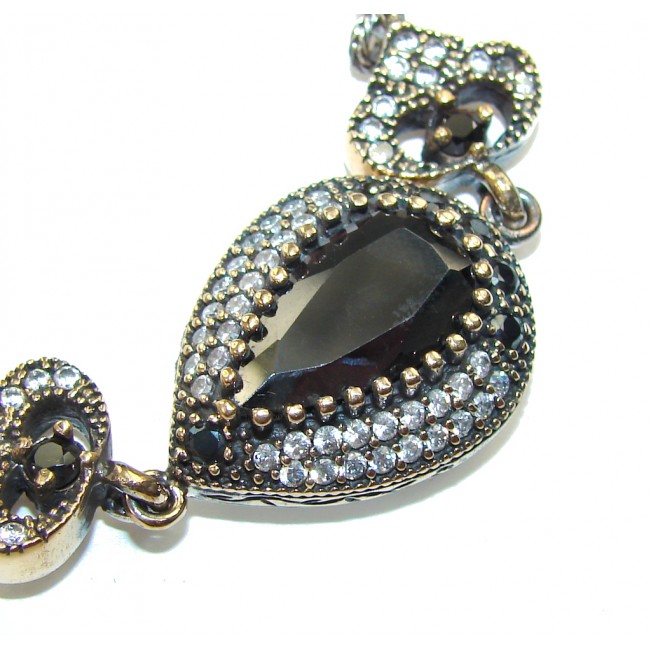 Victorian Style Black Spinel & White Topaz Sterling Silver Bracelet
