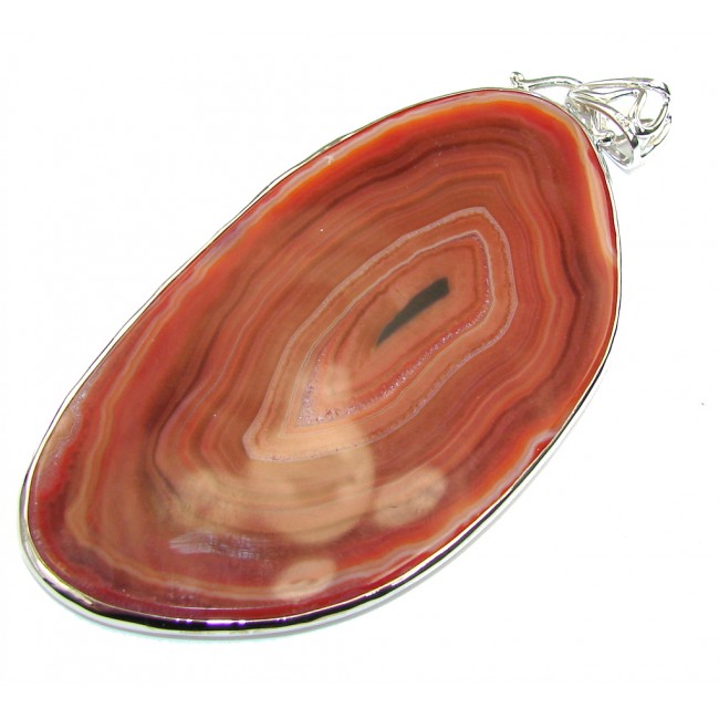 Huge! Perfect Brown Botswana Agate Sterling Silver Pendant