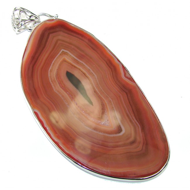 Huge! Perfect Brown Botswana Agate Sterling Silver Pendant