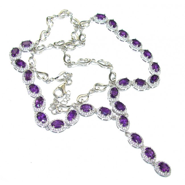 Stunning! African Purple Amethyst & White Topaz Sterling Silver Necklace