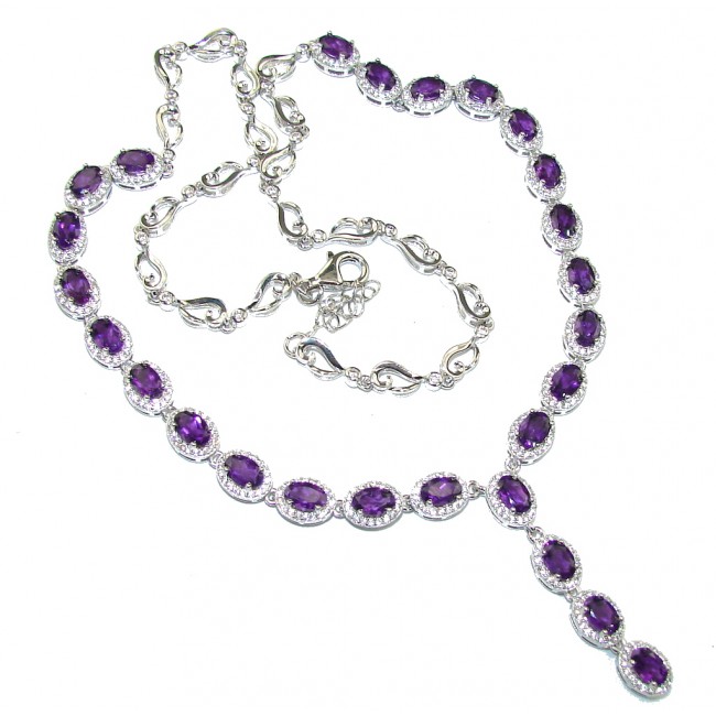 Stunning! African Purple Amethyst & White Topaz Sterling Silver Necklace