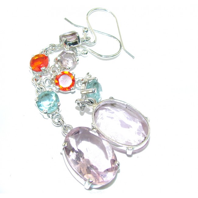 Delicate Beauty! Pink Topaz Sterling Silver earrings / Long